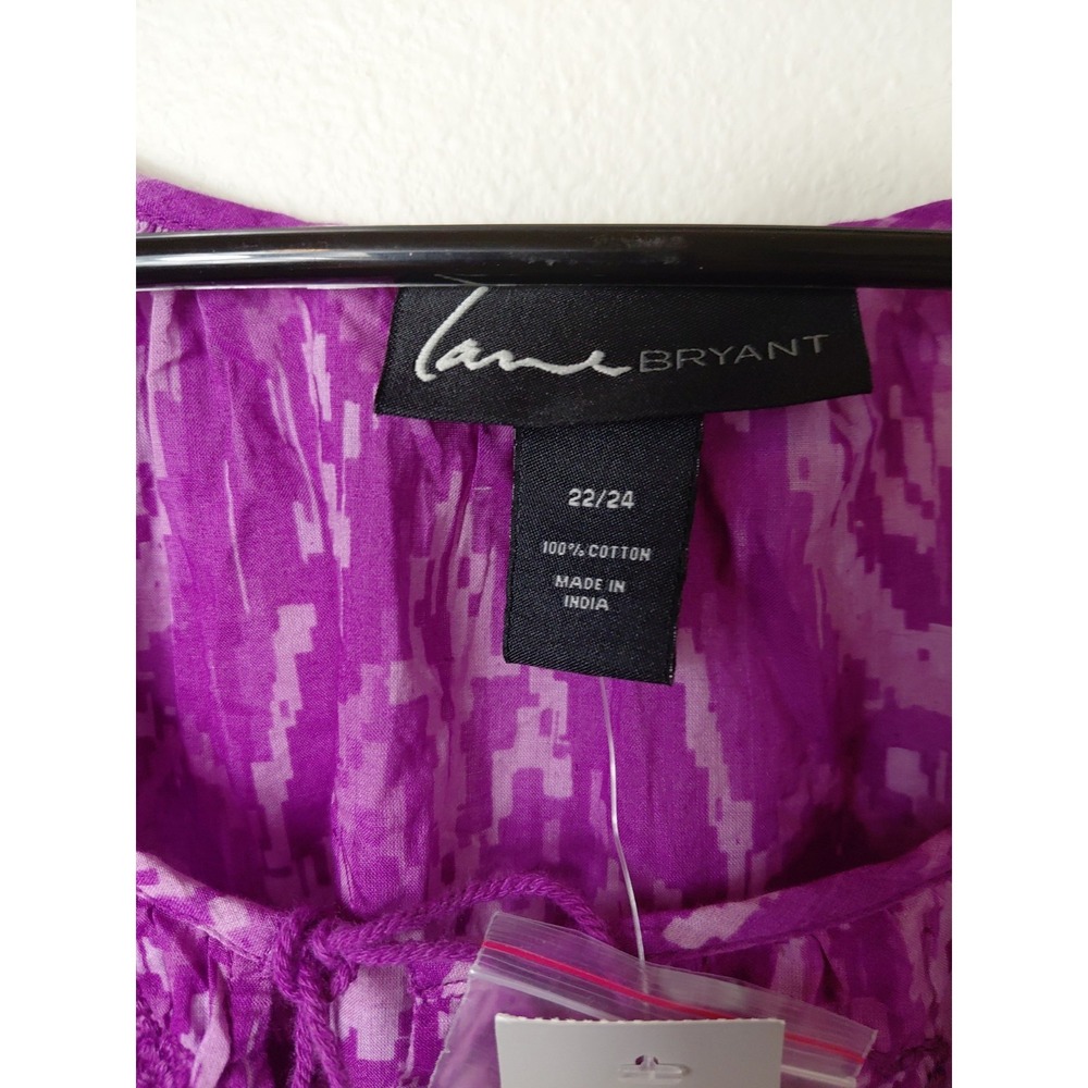 New Lane Bryant Roll Tab Sleeve Peasant Blouse Women's Sz 22/24 Org $44.95 Boho - Picture 2 of 5
